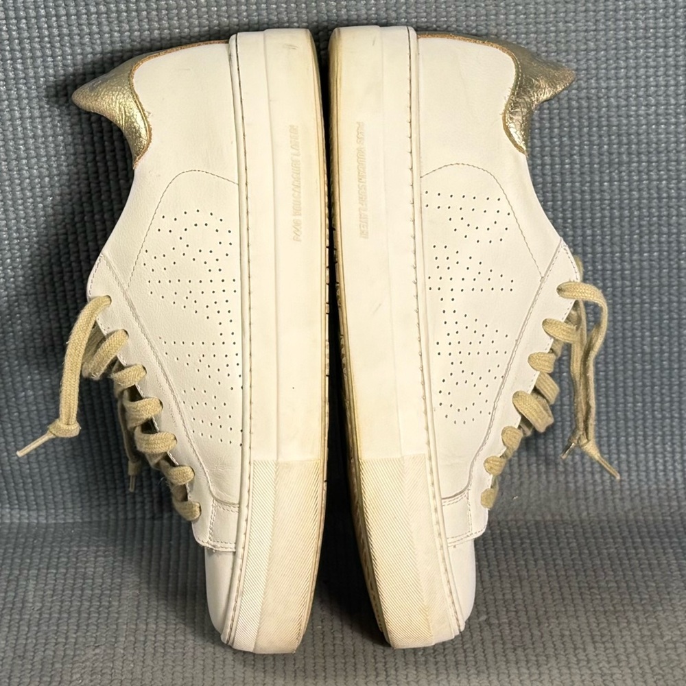 P448 White Sneakers with Metallic Gold Heel and Tongue - Picture 6 of 10